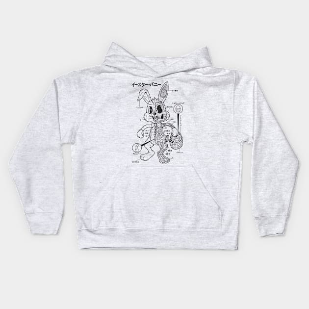 EASTER BUNNY ANATOMY - LINES Kids Hoodie by Firebrander